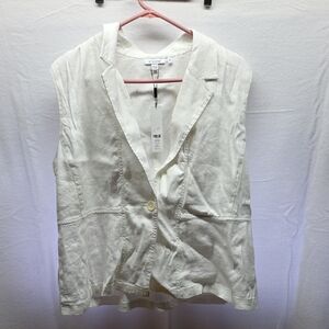 Chico's Cream Sleeveless Linen-Blend Blazer Vest